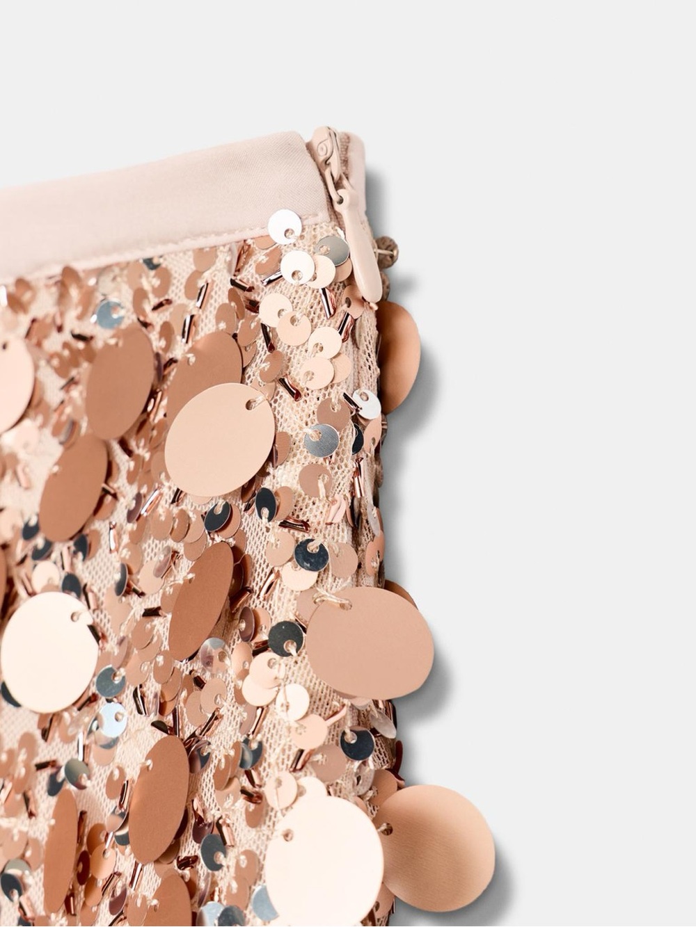 NWT Zara Sequin Mini Skirt Pink Gold - Picture 6 of 12